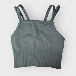 ZELLA New Energy Sports Bra | Medium Gray Ribbed Seamless Double Strap